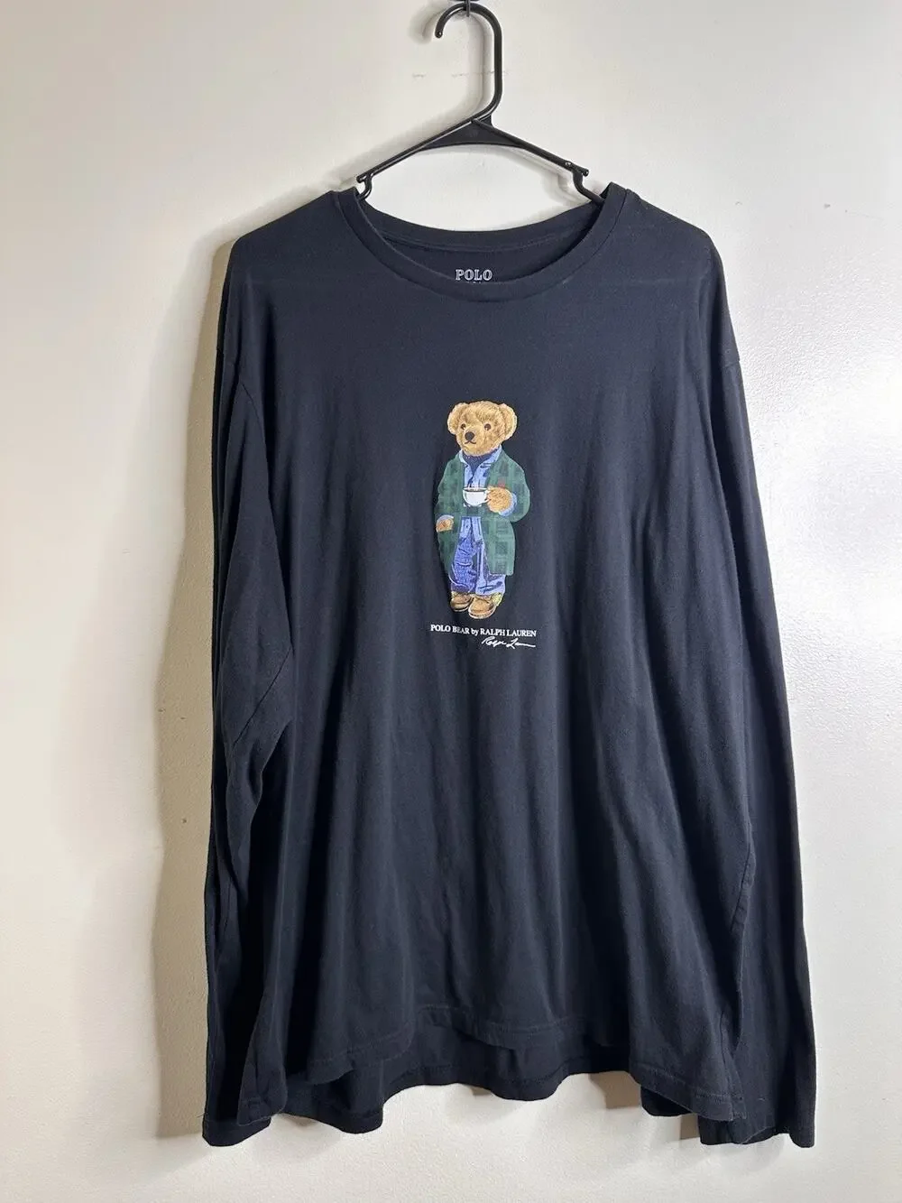 POLO Ralph Lauren Coffee POLOBEAR T-Shirt Long Sleeve Men’s XL Black Cotton